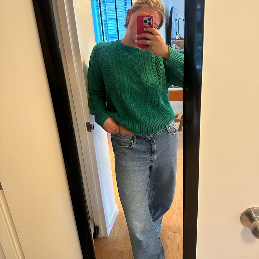Green Cable Knit Sweater